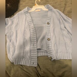 Blue cardigan with matching tank